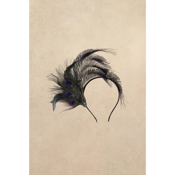 1959 Fascinator Hat Feather Hair Clip Tea Party Pillbox Derby main image 4